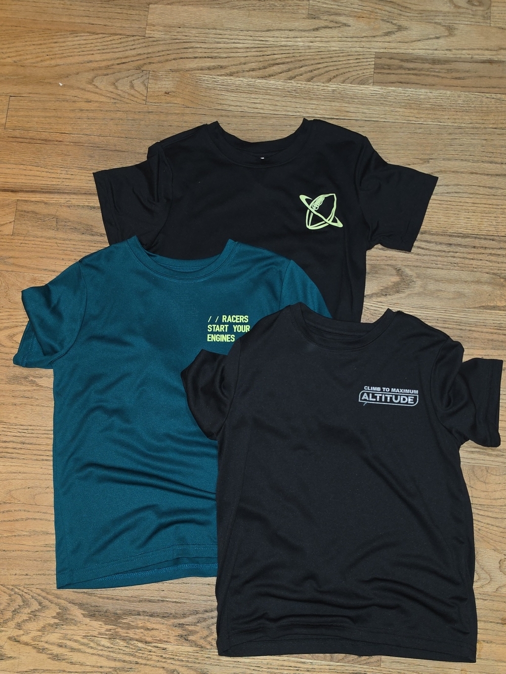 Xersion Boys Short Sleeve Tees - Teal & Black with Neon Green Accents
